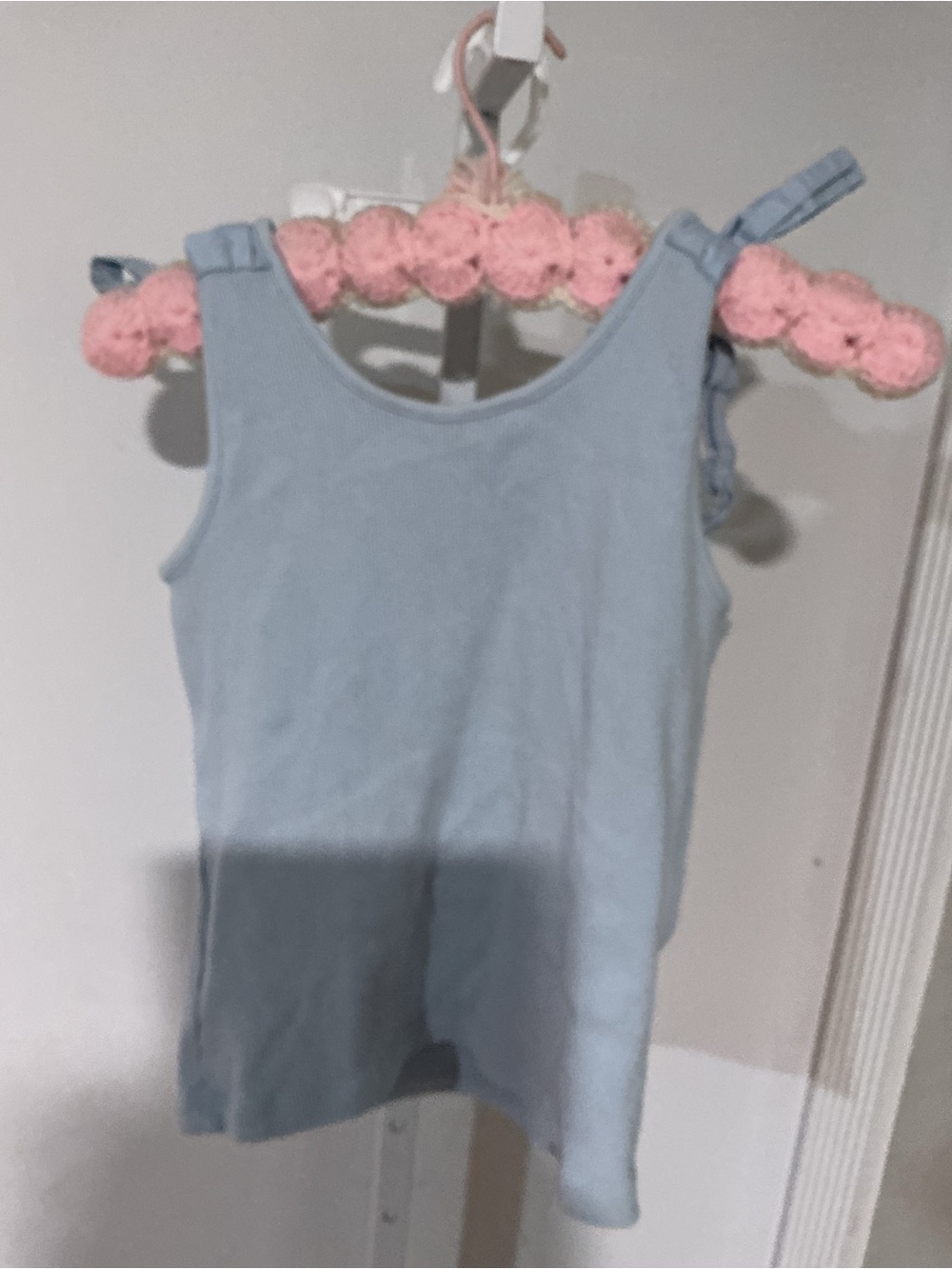 French Connection Powder Blue Tie-Shoulder Ribbed Tank - Picture 4 of 6